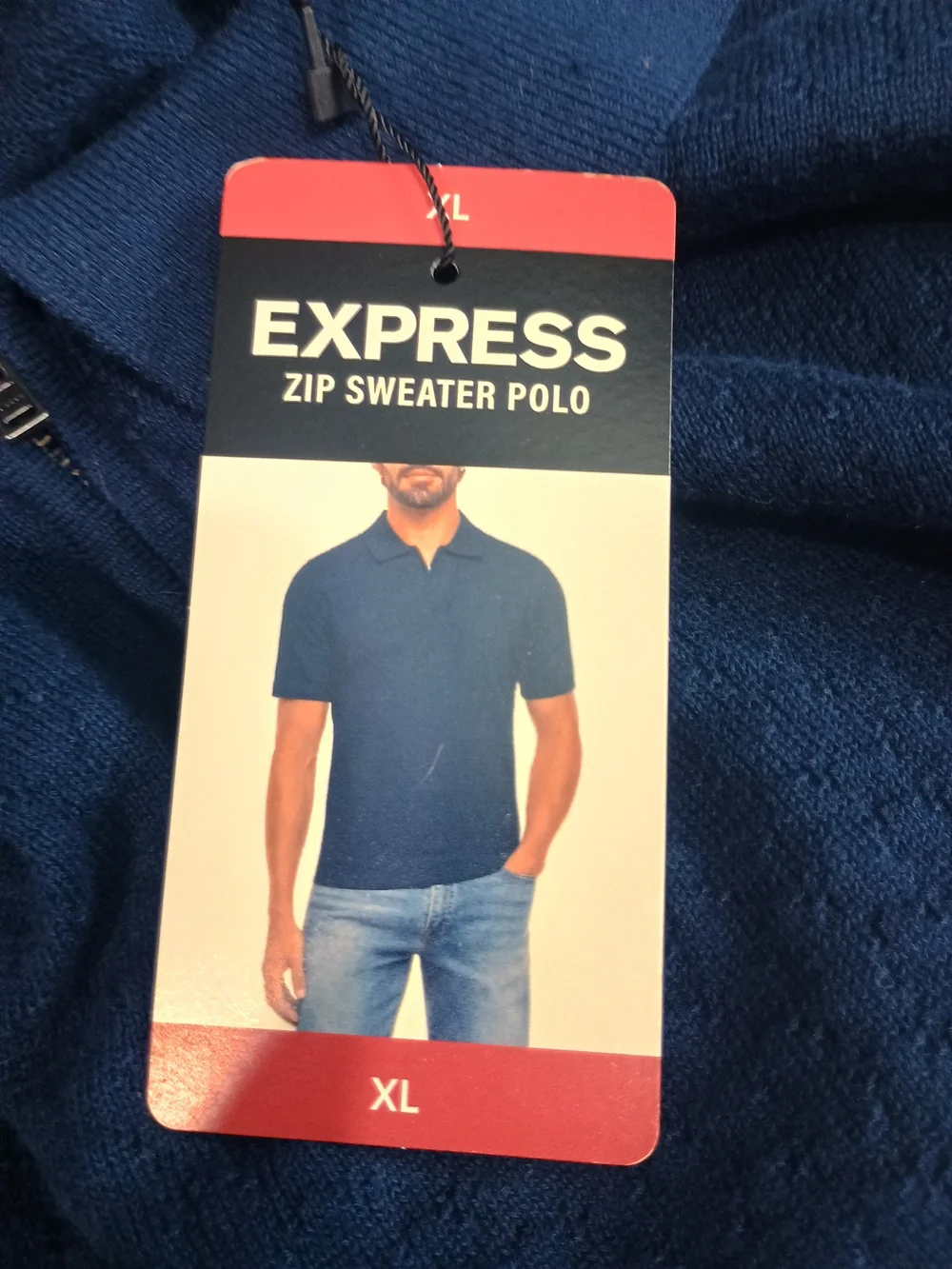 Express Men's Navy Short-Sleeve Polo Shirt